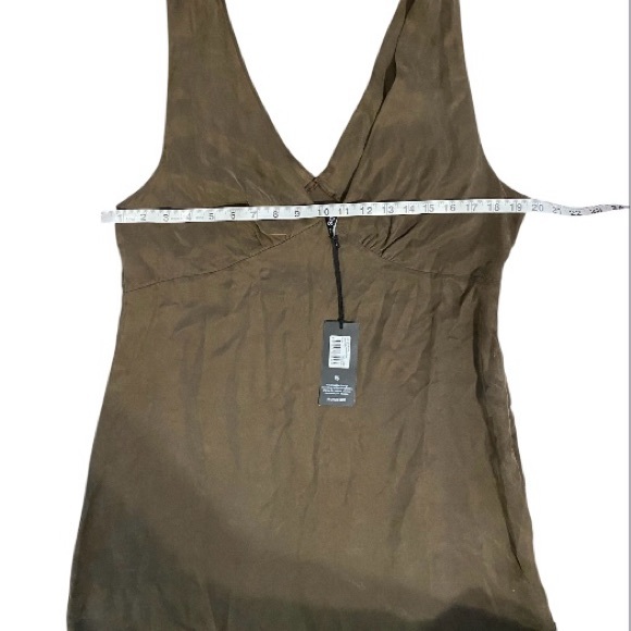 Afends Grace Cupro  V-neck Mini Summer Dress Coffee sleeveless size XL - Picture 13 of 15